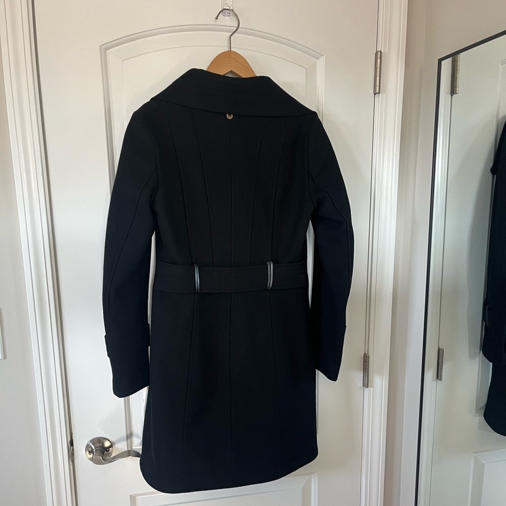 Mackage - Nixie Pea Coat - Black Wool Cashmere Blend & Leather Trim - Size XS - Picture 4 of 16
